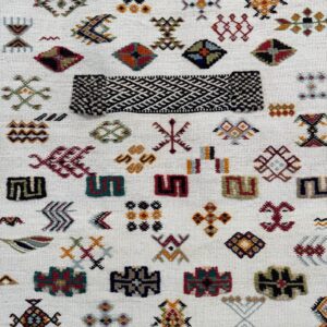 Berber Akhnif Kilim Wool Runner Rug Natural White Handmade