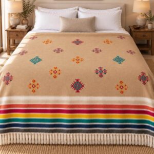 Amazigh Handwoven Embroidered Bedspread Coverlet Blanket Berber Textile Design
