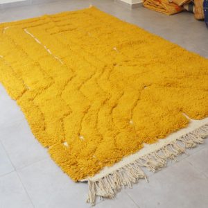 Berber Beni Ourain Handmade Yellow Wool Rug Carpet