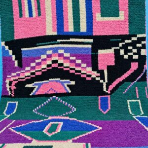 Berber Handmade Pink Geometric Sheep Wool Rug Atlas Floor Decor