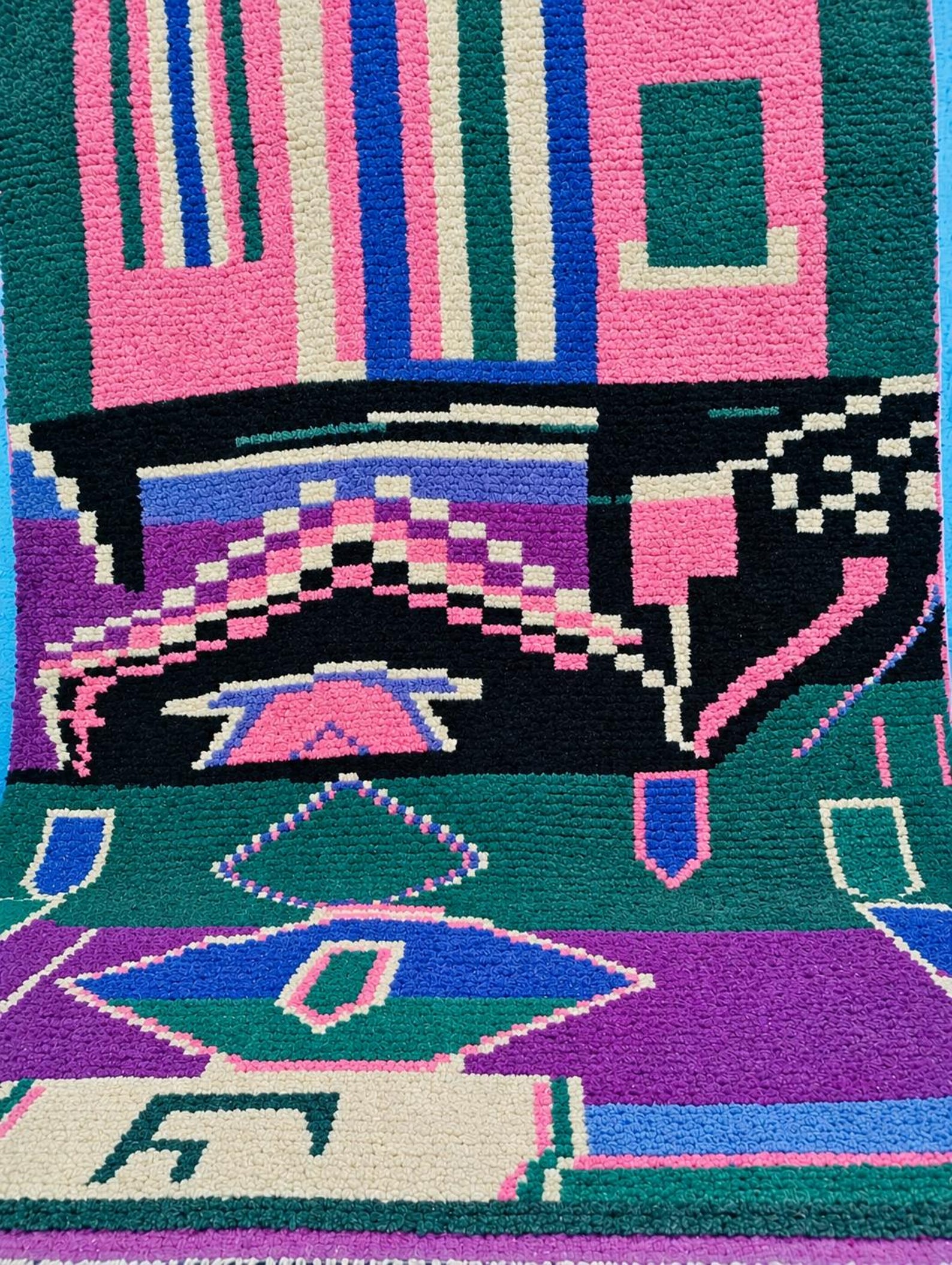 Berber Handmade Pink Geometric Sheep Wool Rug Atlas Floor Decor