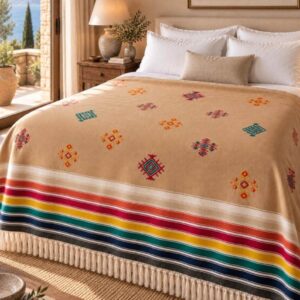 Amazigh Handwoven Embroidered Bedspread Coverlet Blanket Berber Textile Design