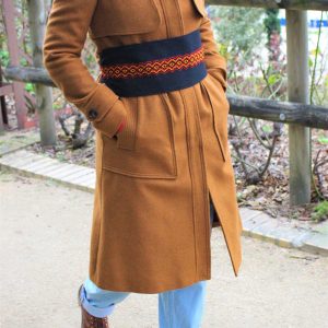 Berber Obi Belt with Black Cotton and Jeans Fabric Design