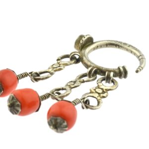 Amazigh DEWWAH Antique Coral Earrings with Silver Design