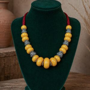 Handmade Amazigh Resin Stainless Steel Beaded Tribal Necklace