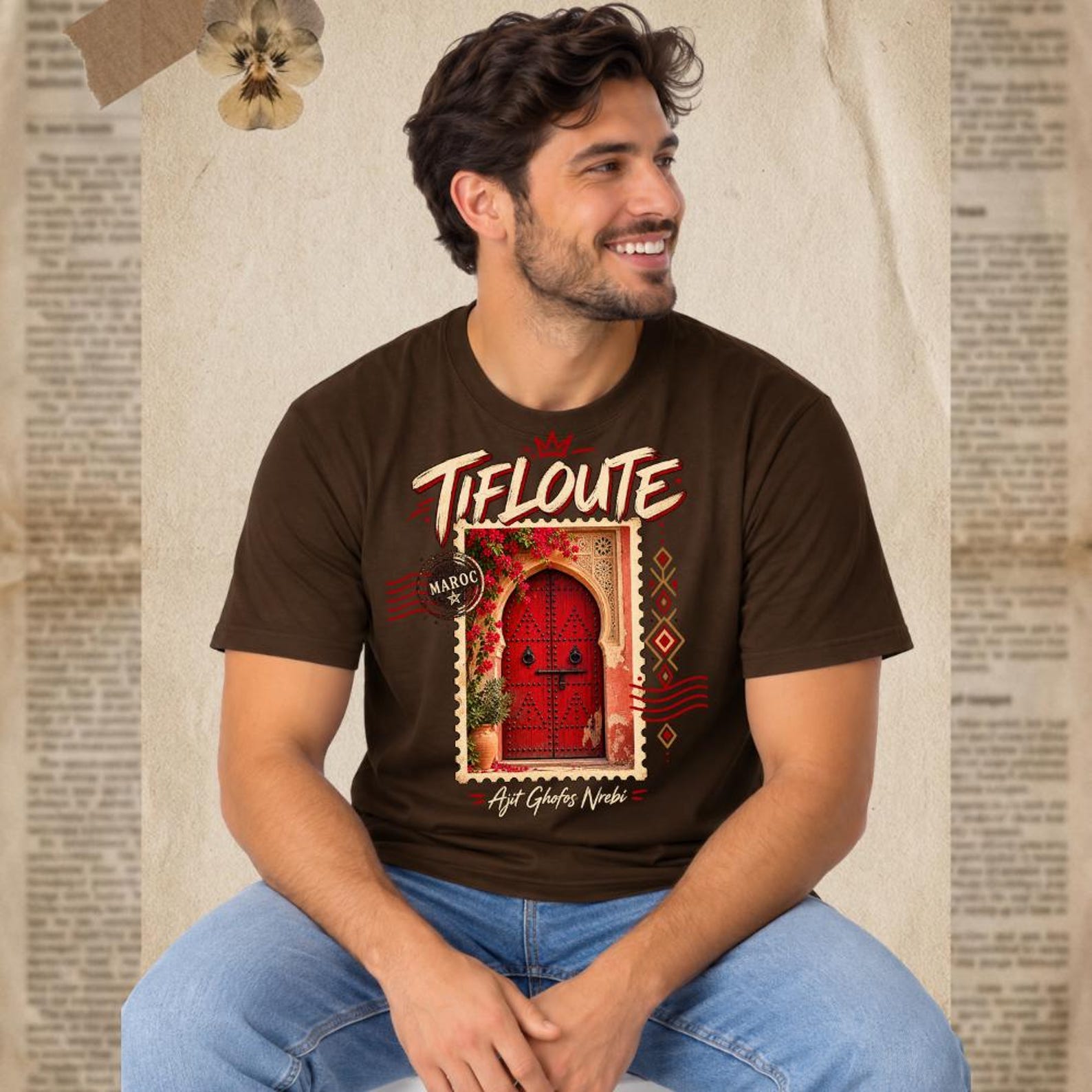 Tiflooute Amazigh Berber Door Heritage Art Graphic T-Shirt