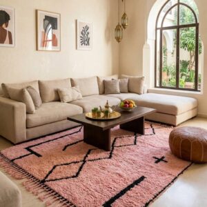 Amazigh Pink Berber Handmade Wool Rug Bold Heritage Design
