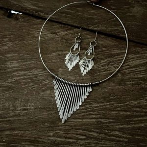 Berber Silver Jewelry Set with Necklace and Earrings