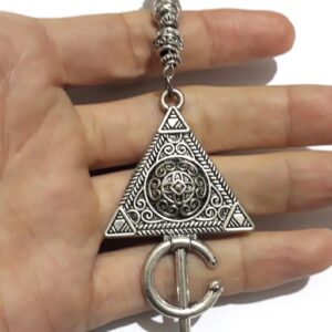 Berber Tuareg Amazigh Beaded Onex Necklace with Color Silver Details