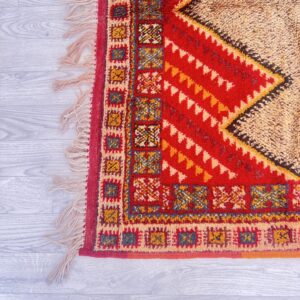 Berber Amazigh Beni Ourain Handmade Wool Rug with Boho Motifs