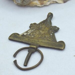 Amazigh Berber Vintage Bronze Fibula Pin with Engraved Tribal Design