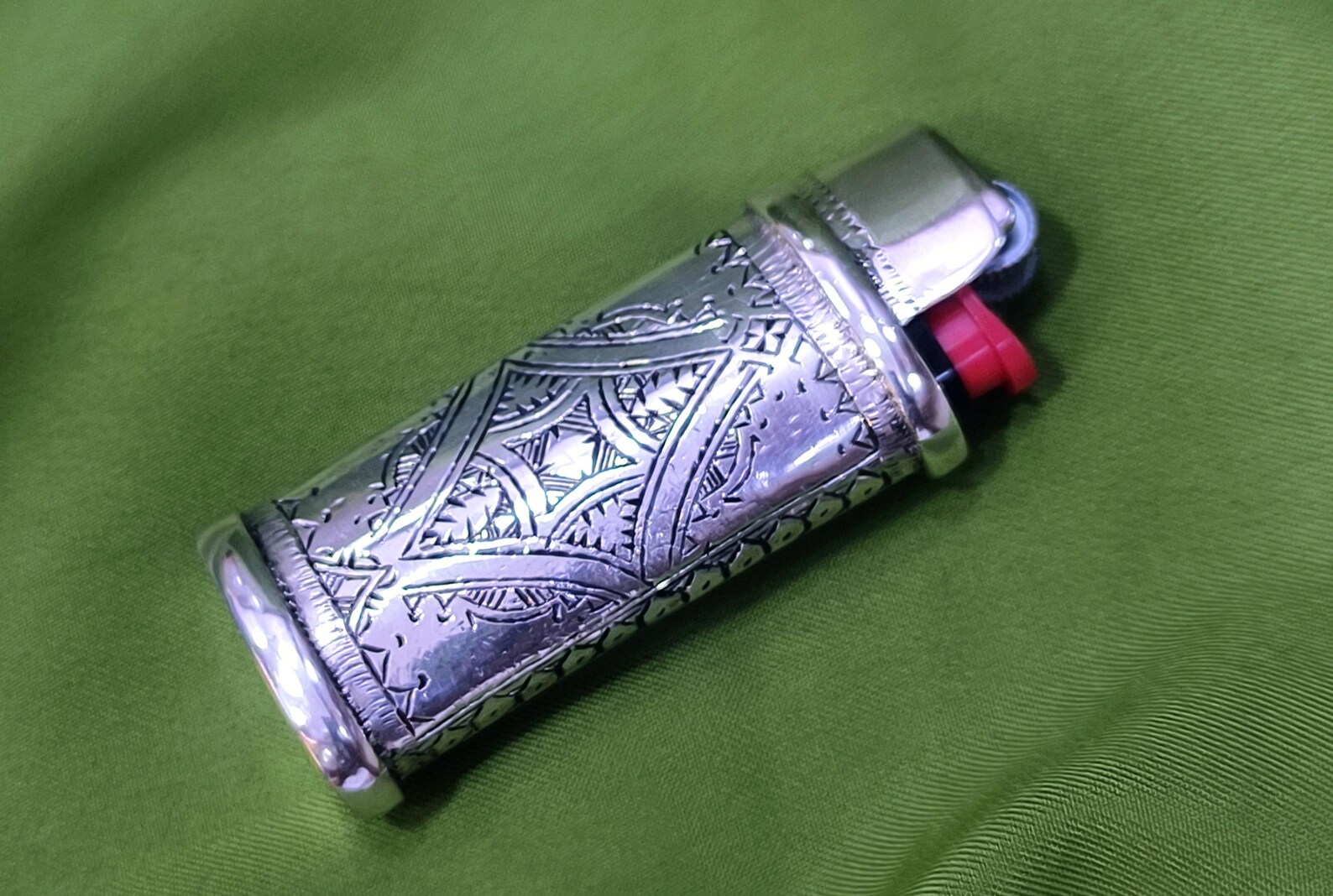 Berber Tuareg Porte Briquet Silver Holder with Engraved Motifs