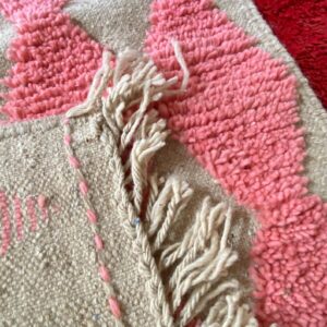 Pink Diamond Berber Wool Runner Handwoven Geometric Rug