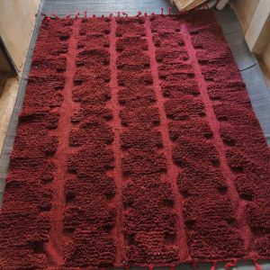 Berber Burgundy Beni Ourain Textured Wool Geometric Rug