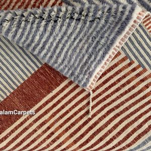 Berber Abstract Terracotta Gray Wool Rug Handmade Geometric Design