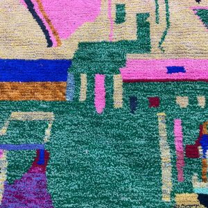 Colorful Berber Beni Ourain Wool Rug Custom Handmade Design
