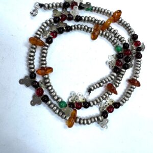 Berber Silver Tasbih Necklace with Amber Beads and Pendants