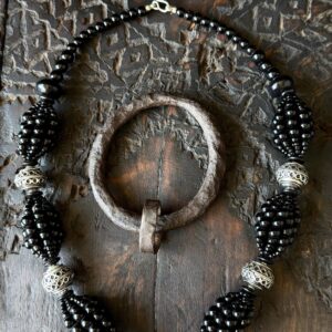 Amazigh Berber Tuareg Yaz Cross Necklace With Black Beads