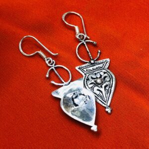 Tuareg Amazigh Silver Engraved Earrings with Traditional Symbolic Design