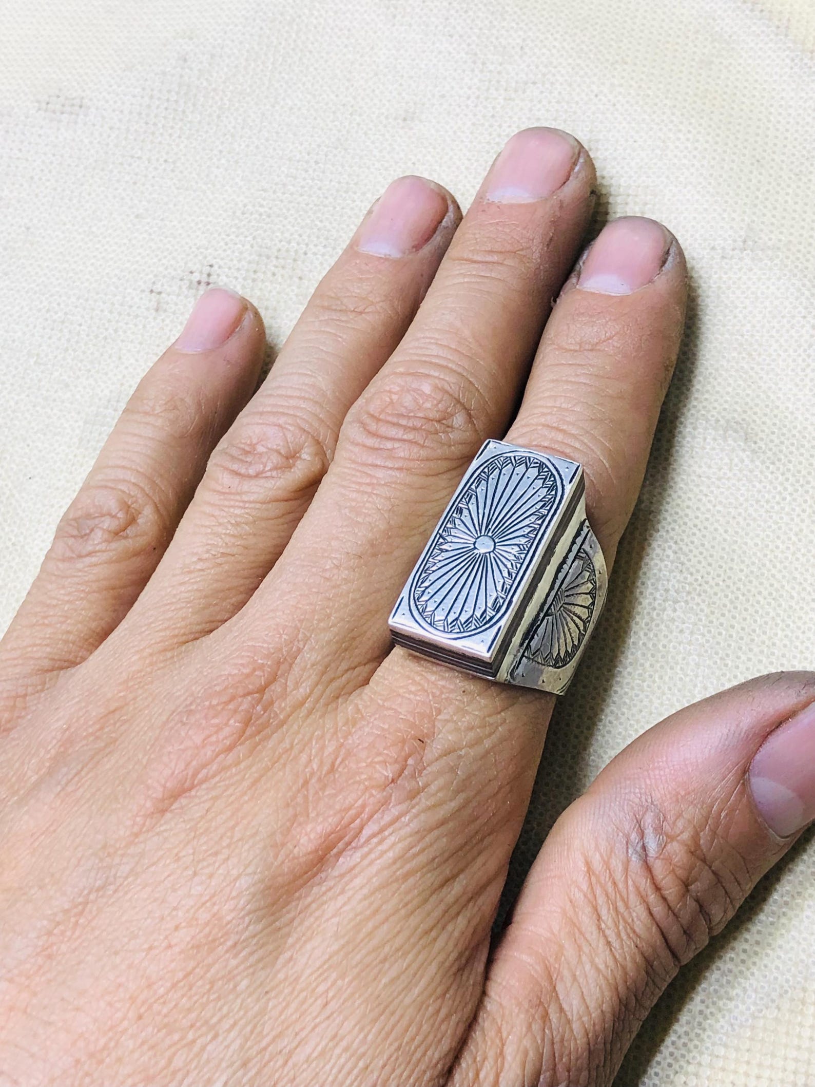 Berber Tuareg Sterling Silver Amazigh Engraved Traditional Jewelry Ring