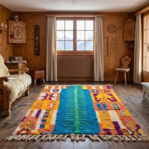Colorful Berber Boujaad Azilal Wool Handmade Artisan Rug