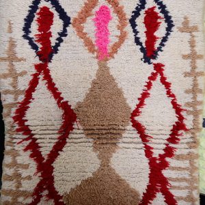 Handwoven Azilal Berber Wool Rug with Bohemian Geometric Design