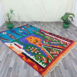 Berber Azilal Beni Ourain Boujaad Wool Rug Abstract Design