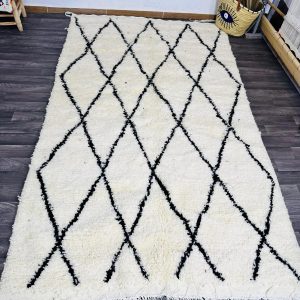 Hand Knotted Berber Beni Ourain Azilal Wool Rug