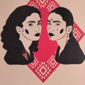 Amazigh Berber Tifinagh Sisterhood Woman Illustration Wall Art