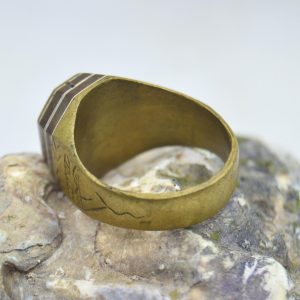 Berber Tuareg Brass Signet Ring with Ebony Wood Inlay