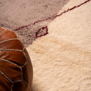 Amazigh Azilal Rug Handwoven Wool Abstract Burgundy Symbol