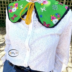 Berber Claudine Blouse with Removable Kabyle Inspired Vintage Accessory Design