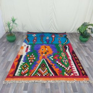 Berber Azilal Beni Ourain Boujaad Wool Rug Abstract Design
