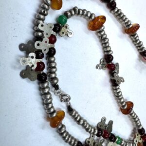 Berber Silver Tasbih Necklace with Amber Beads and Pendants