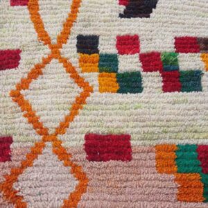 Amazigh Berber Handmade Wool Rug with Colorful Geometric Tribal Design