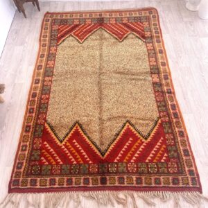 Berber Amazigh Beni Ourain Handmade Wool Rug with Boho Motifs