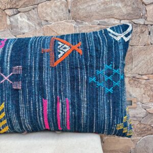 Berber Handwoven Wool Pillow Cover with Traditional Amazigh Symbols
