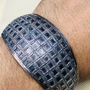 Berber Amazigh Tuareg Manchette Gravé Silver 925 Bracelet