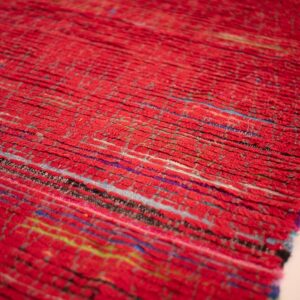Berber Vintage Red Boucharouite Cotton Area Rug with Tribal Design