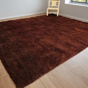 Amazigh Chocolate Brown Minimalist Handwoven Wool Rug Custom Design