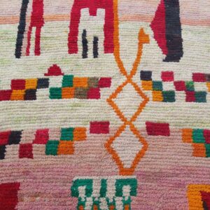 Amazigh Berber Handmade Wool Rug with Colorful Geometric Tribal Design