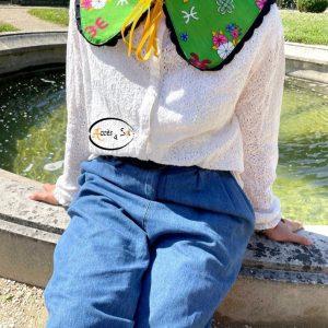 Berber Claudine Blouse with Removable Kabyle Inspired Vintage Accessory Design