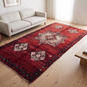 Berber Boujaad Wool Rug Handmade Vintage Atlas Living Room