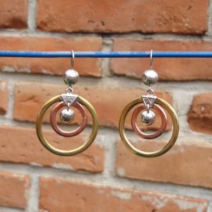 Berber Tuareg Circle Earrings with Silver Copper Brass Design