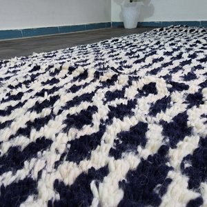 Berber Handmade Black Ivory Diamond Runner Hallway Rug Custom Size