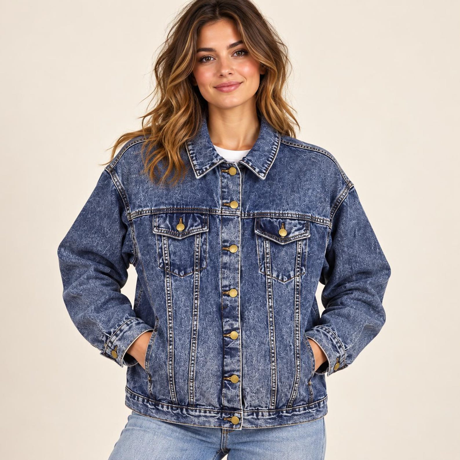 Amazigh Kindness Grows Here Denim Jacket Floral Back Print
