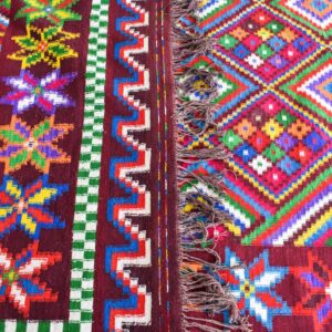 Traditional Amazigh Sahara Artisanal Rug with Colorful Berber Design