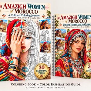 Amazigh Women Coloring Stress Relief Printable Download Collection