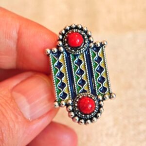 Amazigh Kabyle Berber Enamel Ring Adjustable Vintage Style
