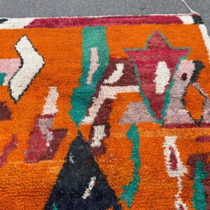 Amazigh Berber Custom Abstract Wool Rug Geometric Orange Tribal Carpet